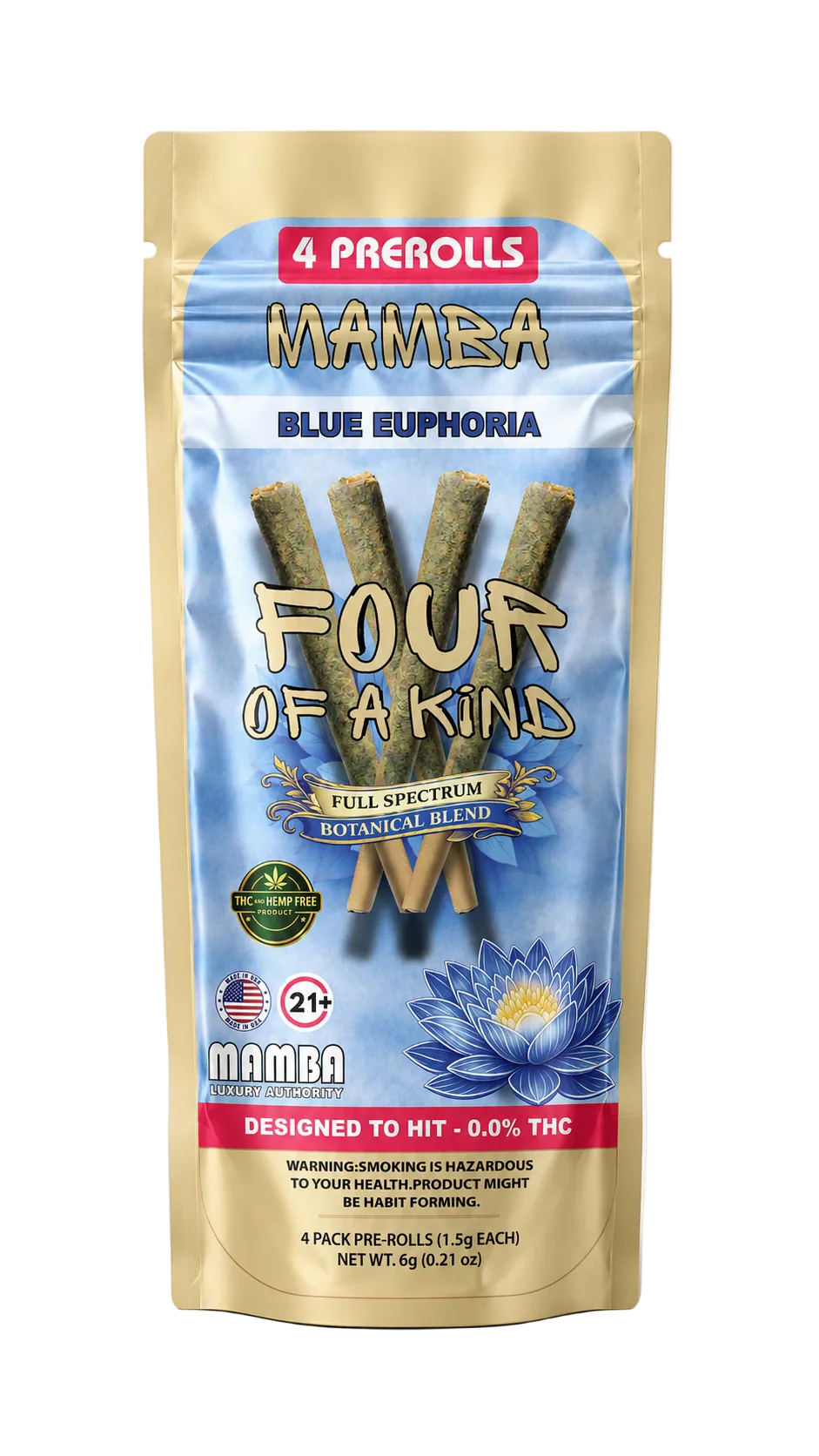 Green Euphoria Botanical Prerolls | THC-Free Full Spectrum Botanical Blend | Mamba Botanicals