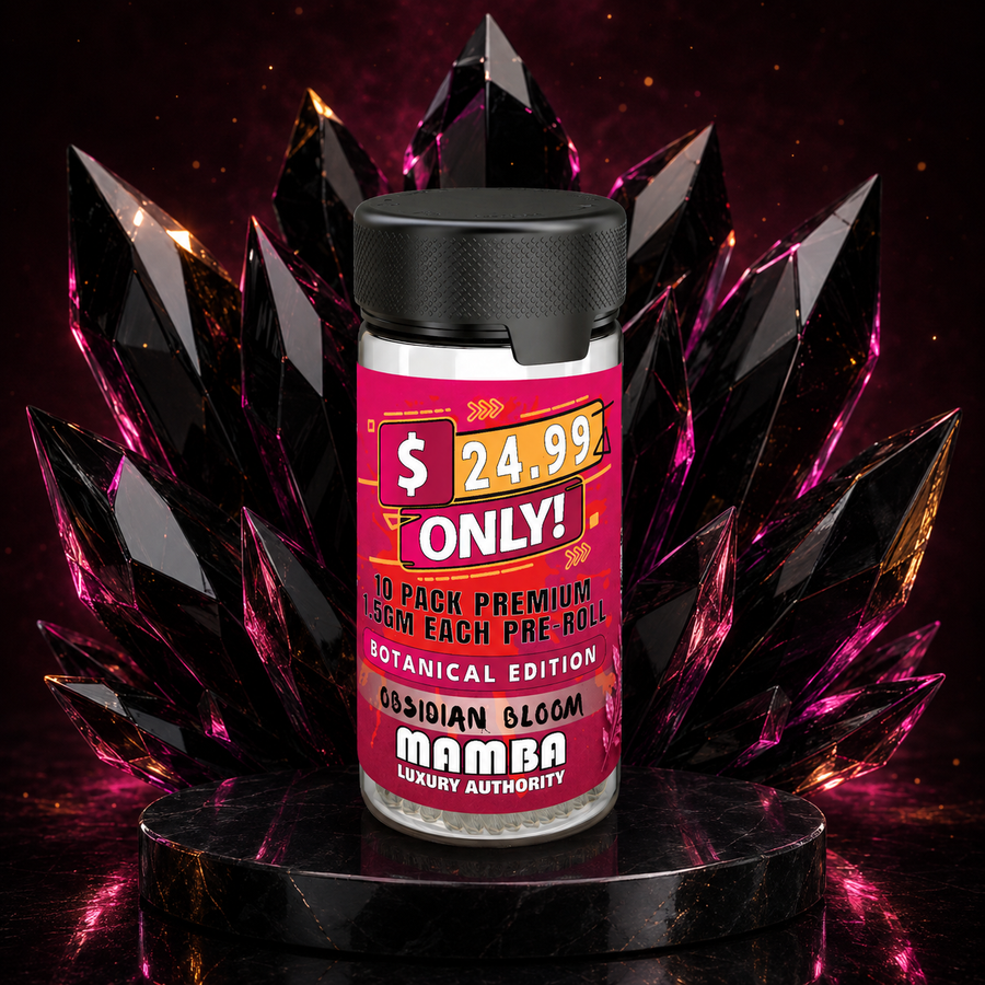 24.99 Obsidian Bloom Botanical Pre-rolls | THC-Free Full Spectrum Botanical Blend | Mamba Botanicals