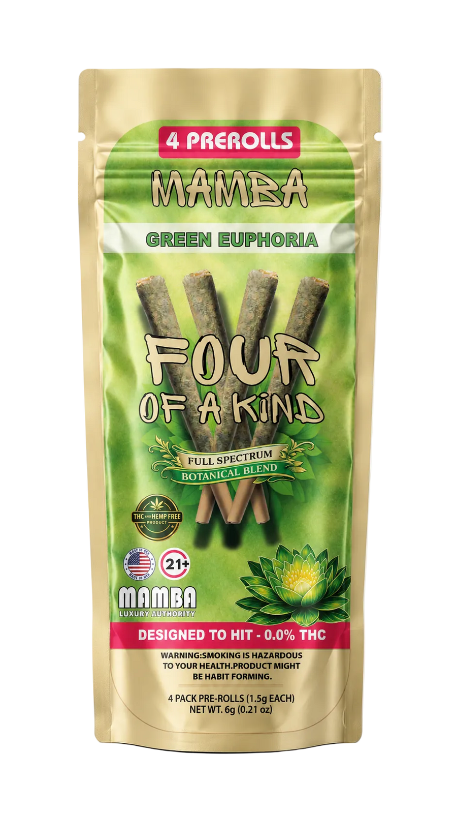 Blue Euphoria Botanical Prerolls | THC-Free Full Spectrum Botanical Blend | Mamba Botanicals