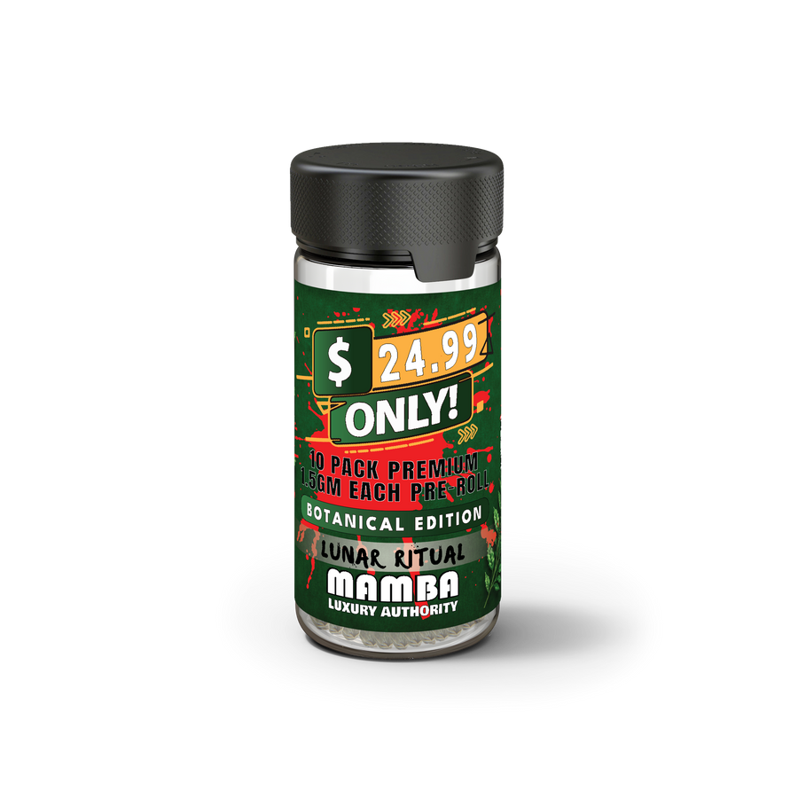 24.99 Lunar Ritual Botanical Pre-rolls | THC-Free Full Spectrum Botanical Blend | Mamba Botanicals