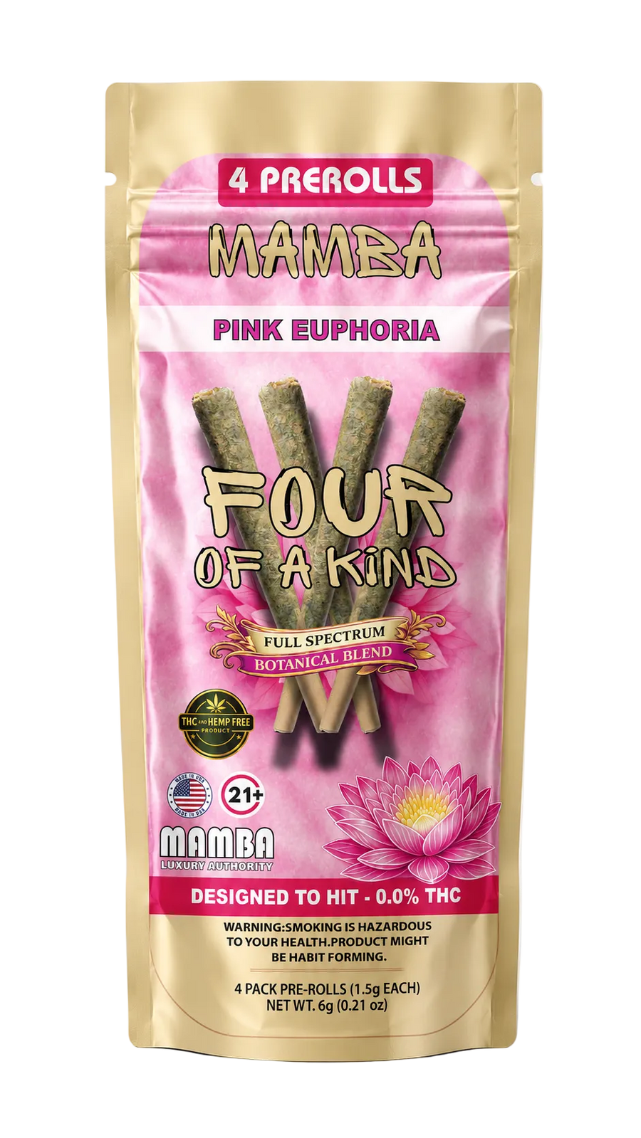 Pink Euphoria Botanical Prerolls | THC-Free Full Spectrum Botanical Blend | Mamba Botanicals