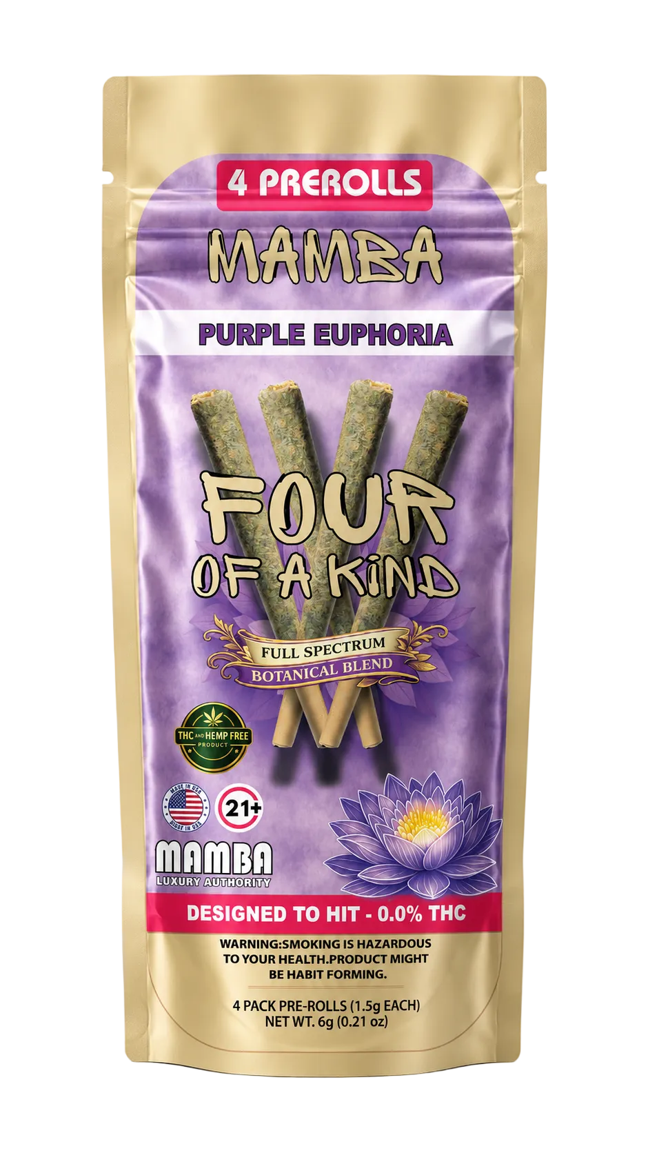 Green Euphoria Botanical Prerolls | THC-Free Full Spectrum Botanical Blend | Mamba Botanicals