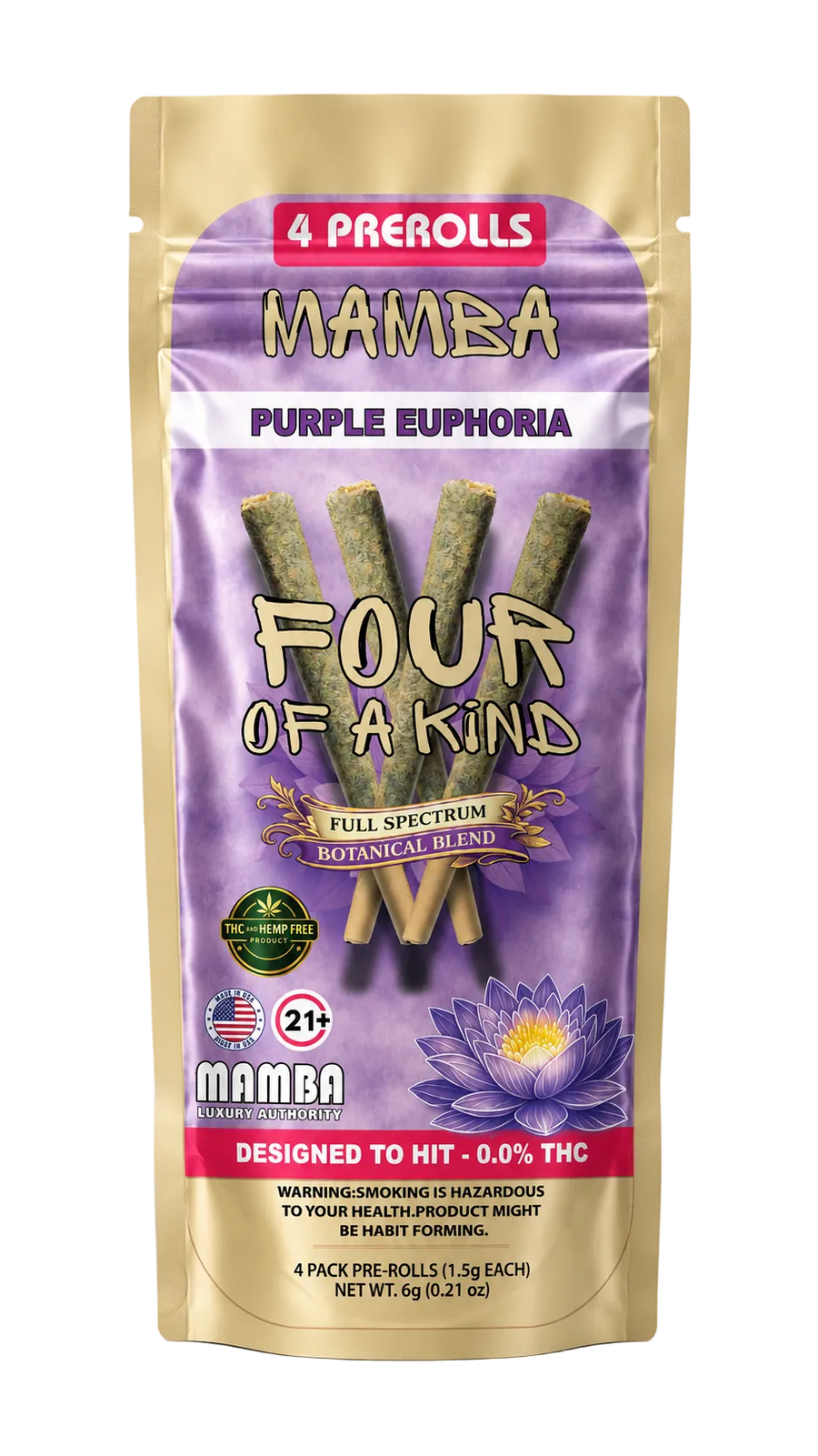 Green Euphoria Botanical Prerolls | THC-Free Full Spectrum Botanical Blend | Mamba Botanicals