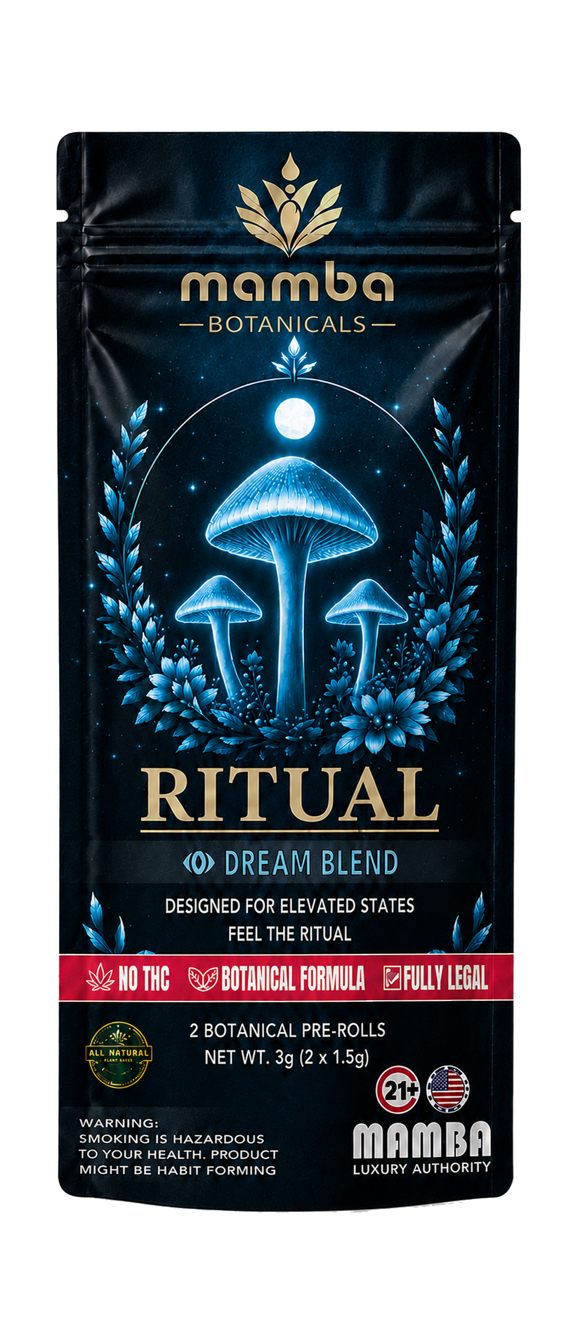 Mamba Dream Blend Botanical Pre-rolls | THC-Free Full Spectrum Botanical Blend | Mamba Botanical