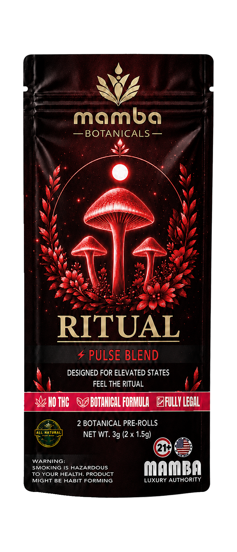 Mamba Ritual Aura Blend Botanical Pre-rolls | THC-Free Full Spectrum Botanical Blend | Mamba Botanical